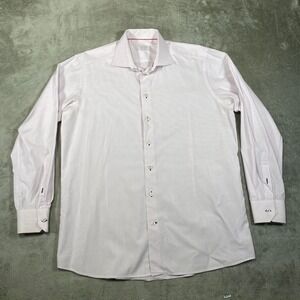Eton Contemporary Dress Shirt Striped Long Sleeve Button Up Pink 43/17